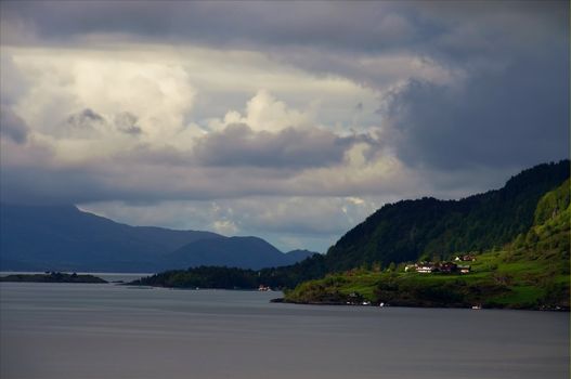 A small isolated Norwegian village by the Hardangerfjord