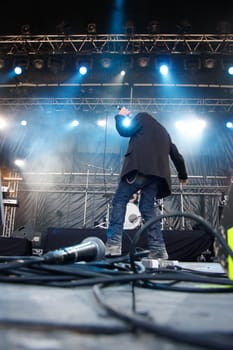 singer at the microphone during a music festival