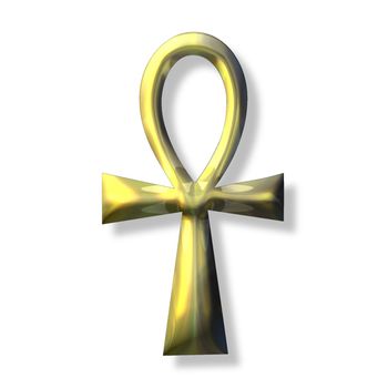 a golden ankh cross over a white background