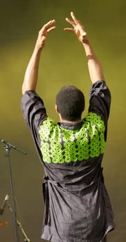 singer at the microphone during a music festival