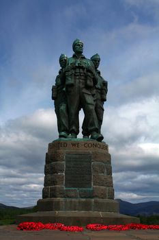 WWII statue in the Glen Garry area of the Highlands for Scotland. 