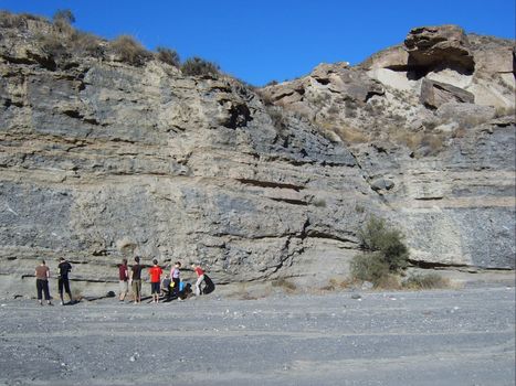 geology students at rock exposure