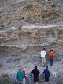geologists studying rock