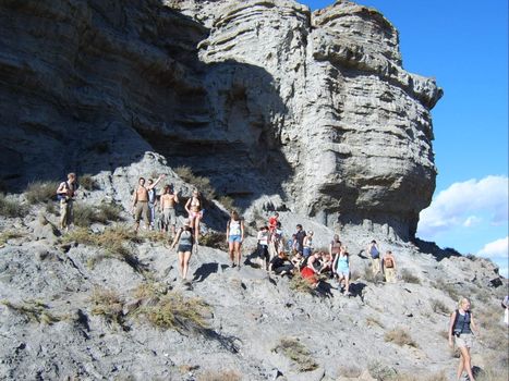 many people on special shaped mountain