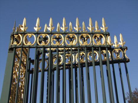 Close-up of a gold-plated fence in Paris