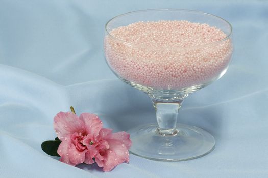 Pink bath salts with azalea blossom