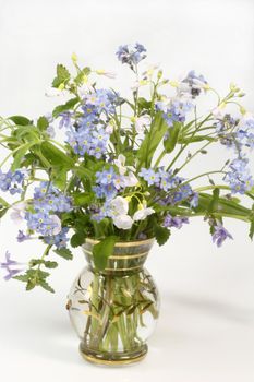 Bouquet of spring flowers over light grey background