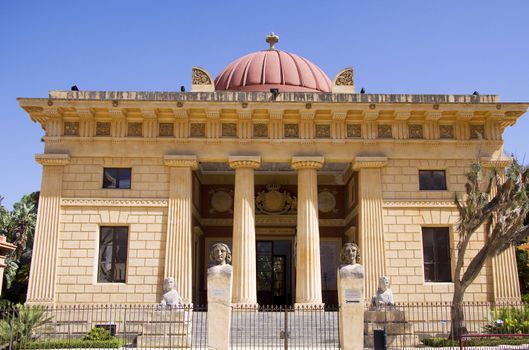 Palermo botanic garden building entrance in Sicily Italy