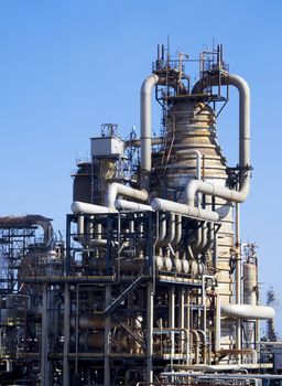 Oil refinery in Italy close-up of tubes and pipes