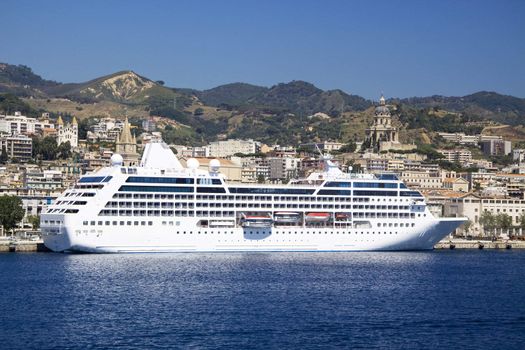 Luxury cruise ship of the shore of Sicilian in Italy