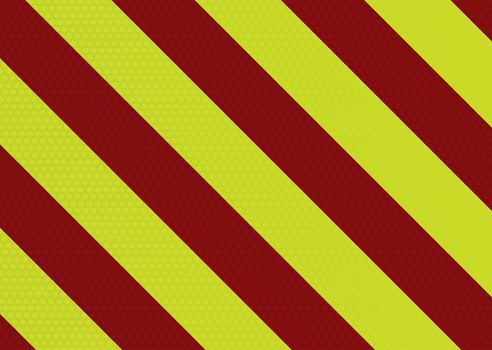 Diagonal striped warning background with hexagon pattern in red and yellow