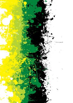 Grunge ink splat background in green and yellow