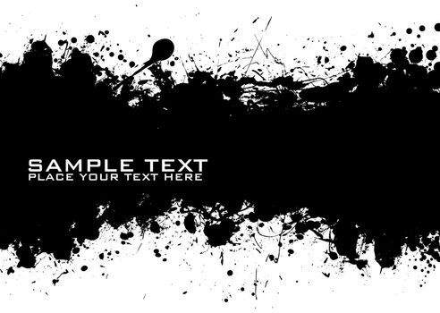 Sample text with black ink background and grunge effect