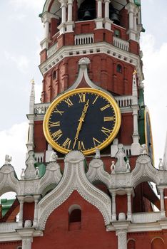 The Kremlin Spasskaya tower on Red Square in Moscow, Russia