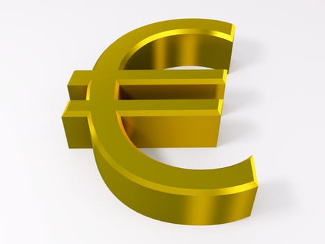 Golden euro symbol isolated on white 3d render