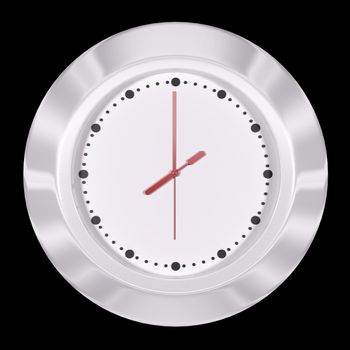 White clock 3d render isolated on black