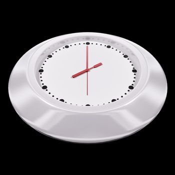 White clock 3d render isolated on black