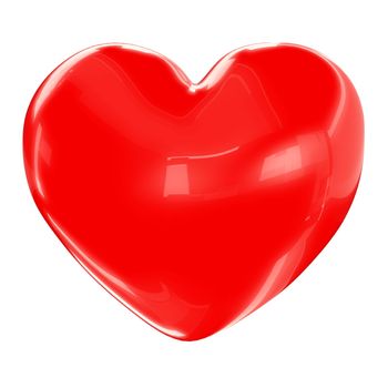Red heart isolated on white background 3d render