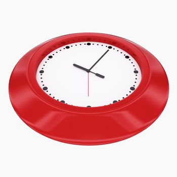 Red clock 3d render isolated on white