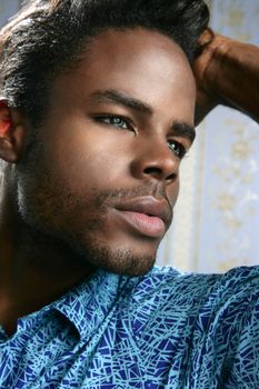 African american cute black young man closeup portrait