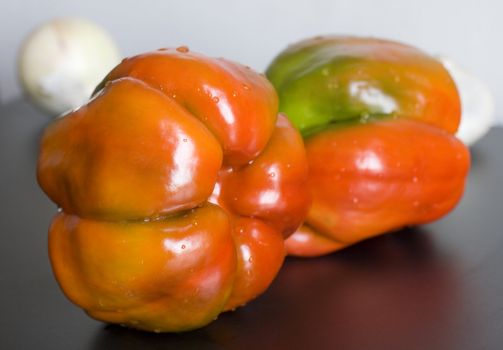 Still life of two peppers