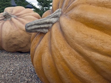 Giant pumpkin sculpure dedicated to local festival.