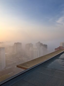 A view of Edmonton from the edge of a hirise building in the summer of 2009.