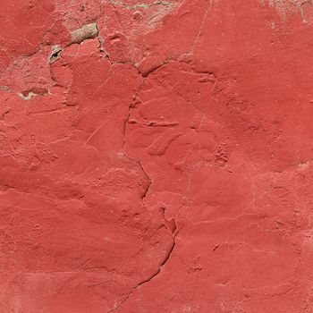 Grungy old cracked Red wall facade texture