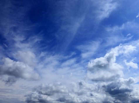 Beautiful blue fluffy cloudy sky in a summer day.