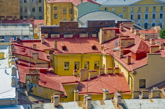 The roofs of old building in St Petersburg Russia