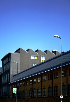 Modern buulding on blue sky background