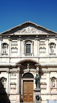 Details of a facade, church in Milan, Italy.