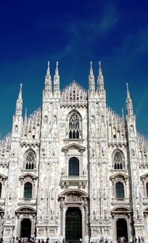 Facade of Duomo in Milan, Italy