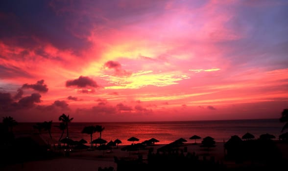 Caribbean sunset on eagle beach, Aruba
