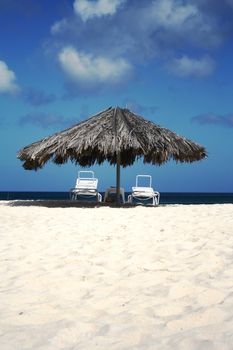 Under the sun on Caribbean beach.