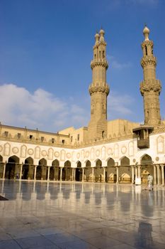 Al-Azhar University in Egypt, founded in 975 AD, is the chief centre of Arabic literature and Islamic learning in the world, and the world's second oldest surviving degree granting university. It is associated with Al-Azhar mosque in Islamic Cairo. The university's mission includes the propagation of Islamic religion and culture.