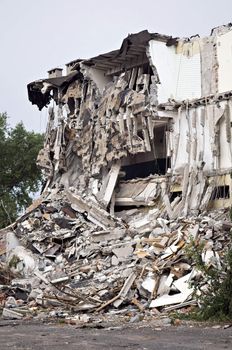 Destroyed building, can be used as demolition, earthquake, bomb, terrorist attack or natural disaster cocept. Series