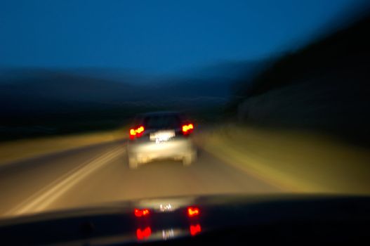 Image shows how the road ahead looks to someone driving under the influence of alcohol