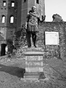 Julius Caesar monument at Palatine towers in Turin, Italy