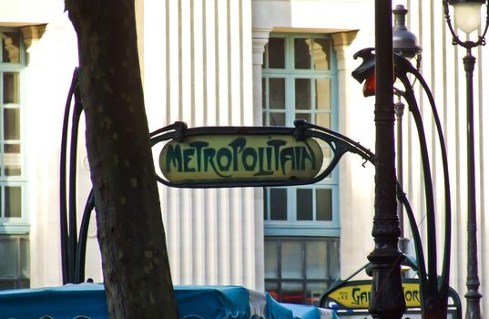 A typical sign of the Paris underground near Gare du Nord