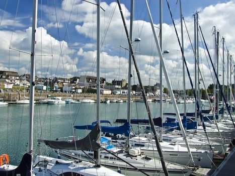 Small marina in a small town in Normandy