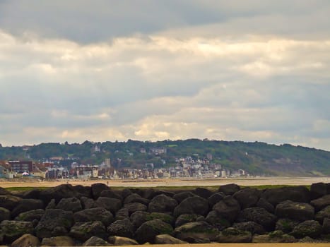 Rays of light on a small village facing the Juno Beach, Normandy