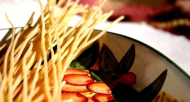 Cooking spaghetti, typical italian pasta