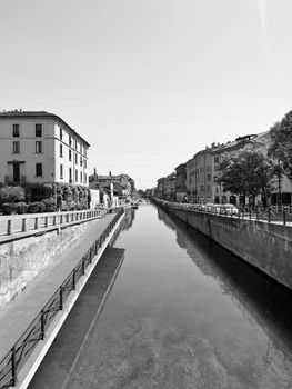 Naviglio Grande, canal waterway in Milan, Italy