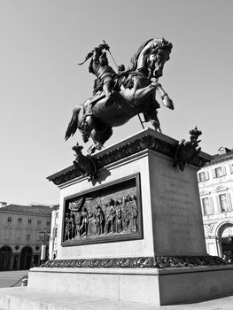 Caval ed Brons (Bronze Horse) monument in Piazza San Carlo, Turin