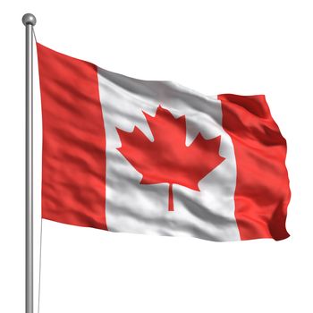 Flag of Canada. Rendered with fabric texture (visible at 100%). Clipping path included.