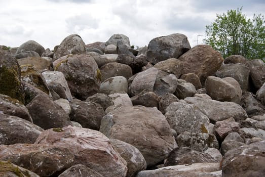 a large pile of boulders