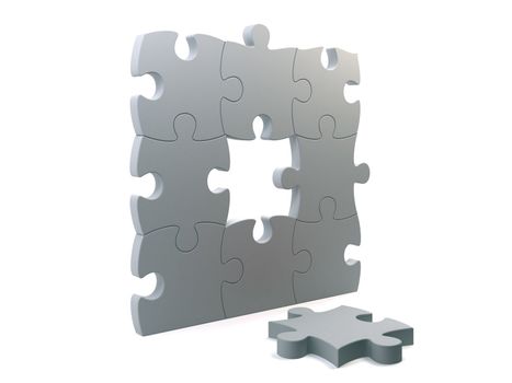 Puzzle wall with a lost part