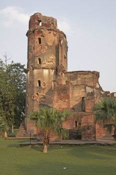 Old British Residency in Lucknow, India. Old derelict building which subject of a siege in the Indian Mutiny of 1857.