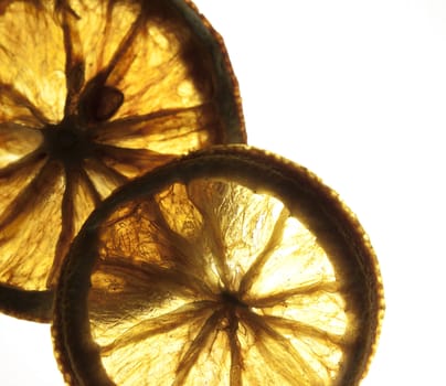 Dry lemons in front to light
